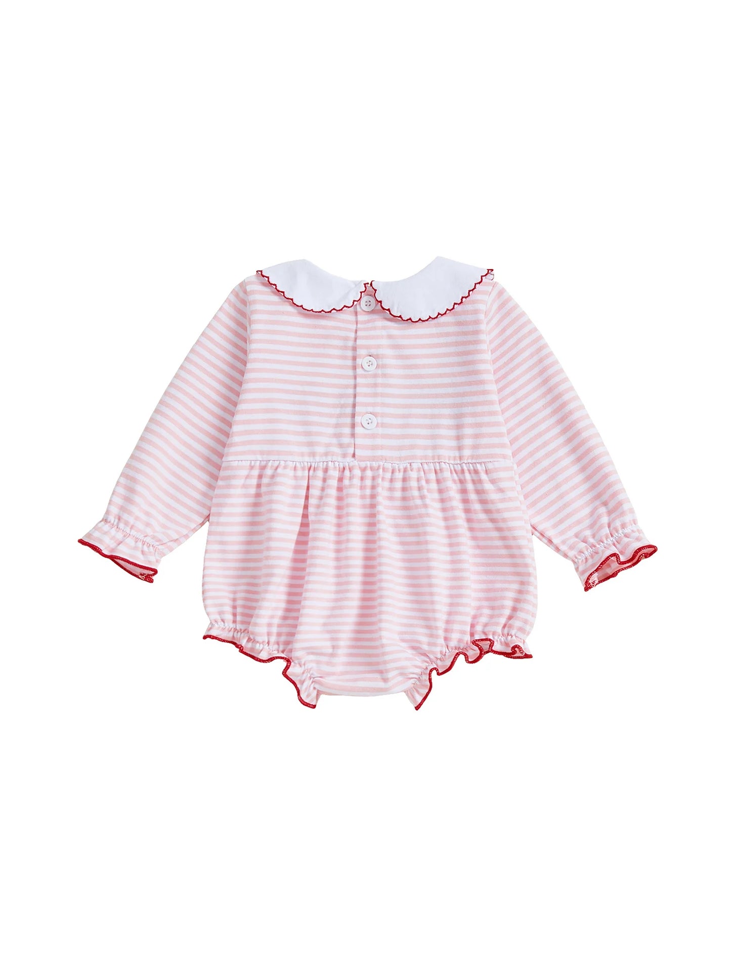 0-18M First Valentines Day Baby Girl Outfit Newborn Heart Smocked Bubble Romper Bodysuit Cute Valentines Day Baby Clothes