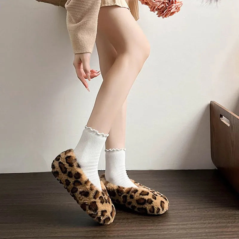 Women's Shoes 2025 New Style Warm Mink Wool Fleece Soft-soled Bean Shoes, Plus-size Women's Shoes43 Mom Shoes Luxury Shoes Women