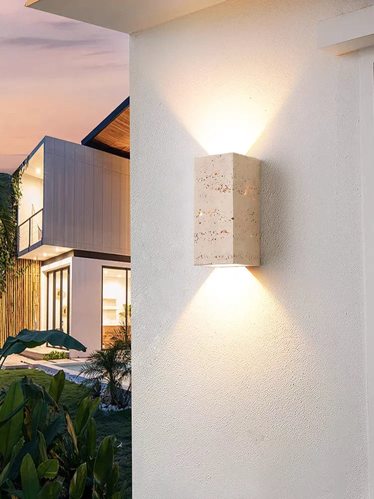 Wabi Sabi Yellow Marble Wall Lamp Led Bedside Japan Bedroom Living Room Wall Light Travertine Stair Cor