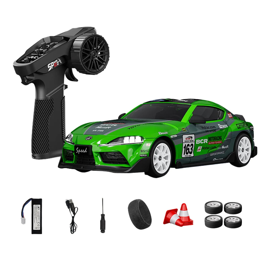 D24 1:24 RC Drift Car 4WD Proportional High Speed Racing Vehicle with ESP Gyro Underglow LED Dual Tires Remote Control Sport Car