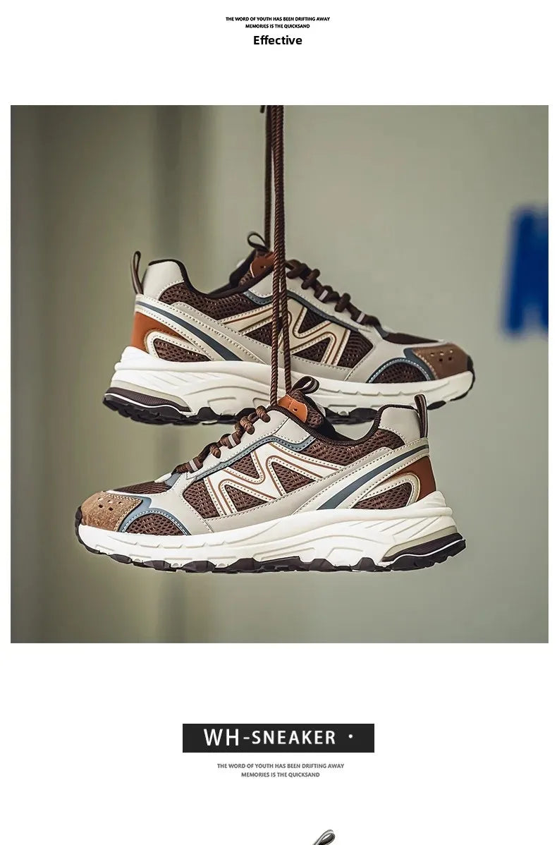 Breathable Outdoor Men's Sport Shoes Summer Trend Dad Sneakers Student Casual Rubber Sole EVA Insole Cotton Lined Net Mesh