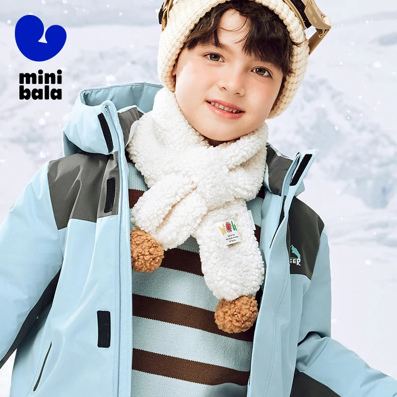 Mini Bala Skin-Friendly Scarf for Boys and Girls New in Winter Warm Cold-Protected Scarf for Babies for Outing Furry