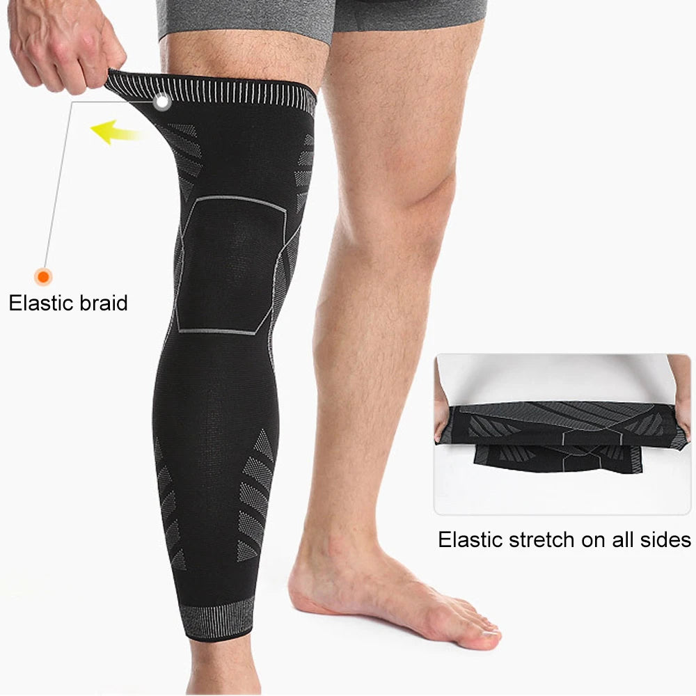 1Pair Full Leg Sleeve Long Compression Knee Brace Protect Leg for Men Women for Basketball Arthritis Cycling Sport Football
