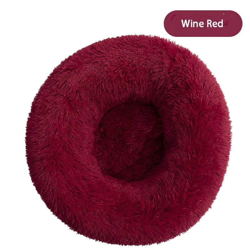 Round Dog Bed Long Plush Pet Kennel Washable Cat House Soft Cotton Mats Sofa For Small Large Dog Chihuahua Dog Basket Pet Bed