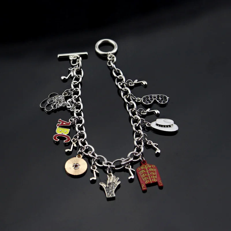 Michael Jackson Bracelets for Women Men Commemorative Series Charms Pendant Chain Bangle Music Fans Jewelry Gifts