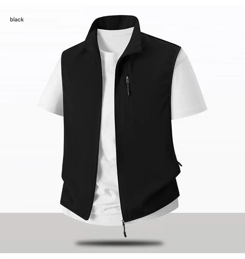 Summer Men Outdoor Cargo Vests Thin Breathable Waistcoats Fishing Sleeveless Jackets Male Sportswear Casual Elasticity Vests