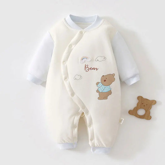 AYNIGIELL Baby Winter Clothing, Pure Cotton Thickened Warm Baby Cotton Clothing, 0-18 Months Newborn Baby Outdoor Clothing