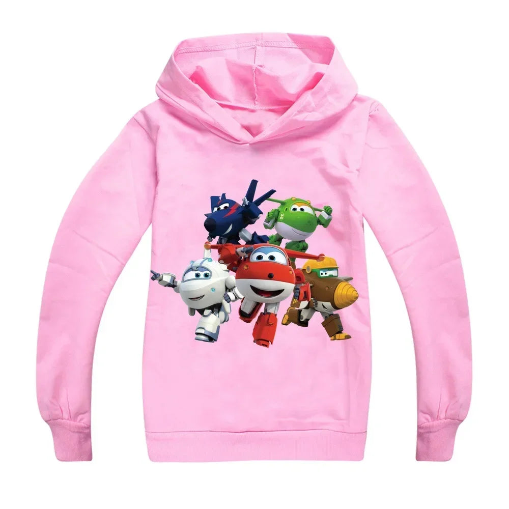 2-16Years Autumn Costumes Super Wings Hoodie Kids Clothes Boys Sweatshirts Cartoon Tops Toddler Girls Outfits Baby Boy Coats