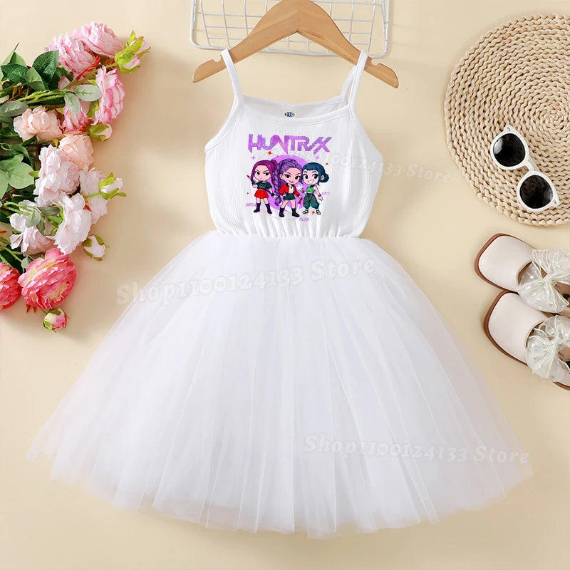 Demone Hunter Girls Baby Dress Skirts Summer Cute Anime Harajuku Princess Y2K Kawaii Clothes Kids Tutu Puffy Skirt Birthday Gift
