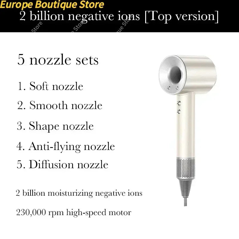 New Super Hair Dryer 220V Leafless Hair Dryer Personal Hair Care Styling Negative Ion Tool Schedule Negative Ion Electric Dryer