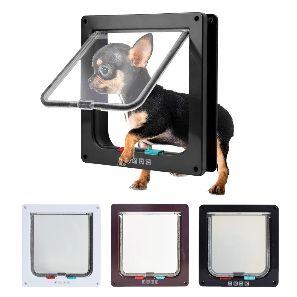 Cat Dogs Flap Doors Puppy Kitten Safety In&out Pet Door with 4 Way Security Lock Dog Cat Kitten Flap Door Weatherproof Cat Flap