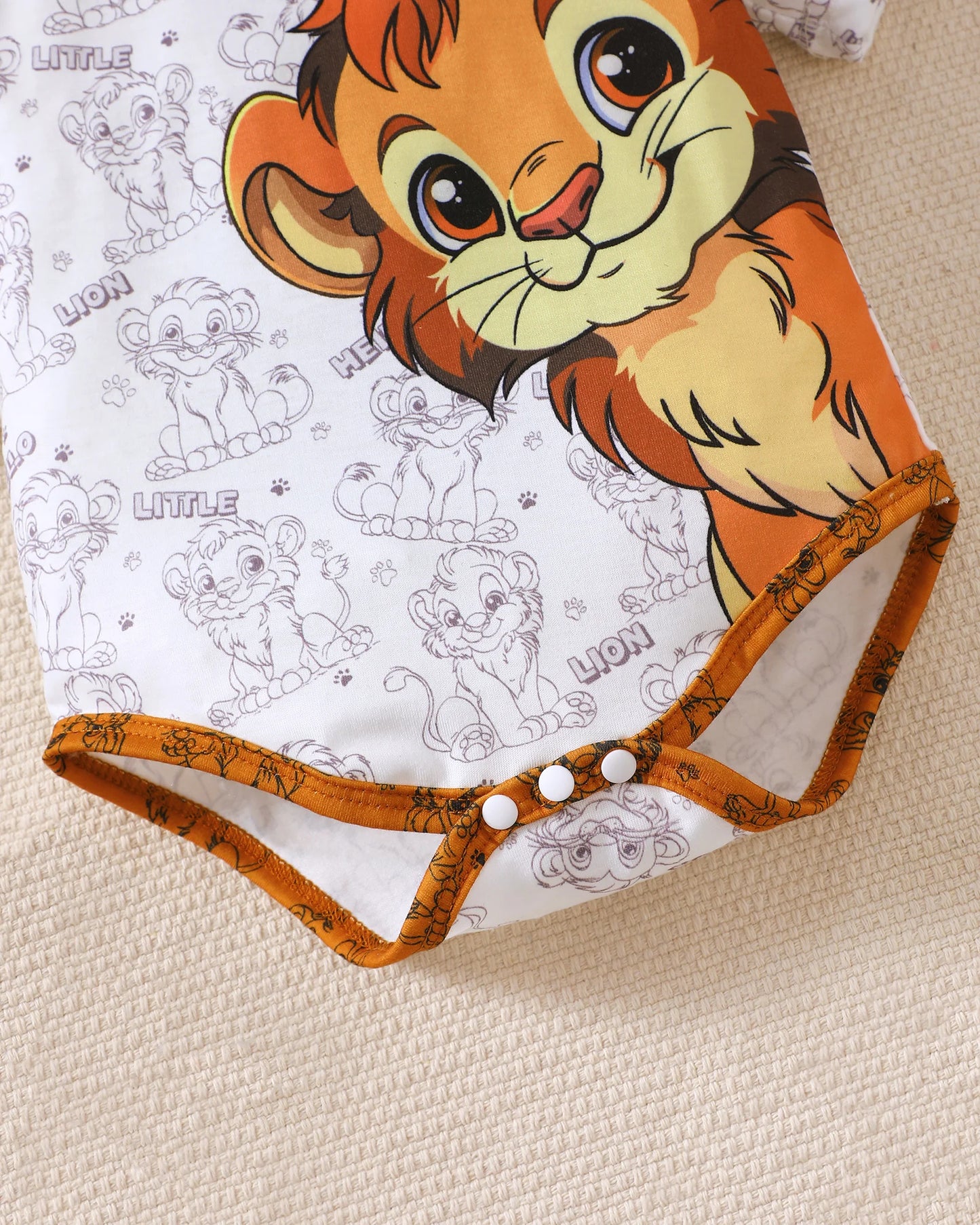 3Pcs Baby Boy Summer Set Cartoon Lion Full Print Top, Pants, Hat Fashion Set 0-18 Months Newborn Baby Boy