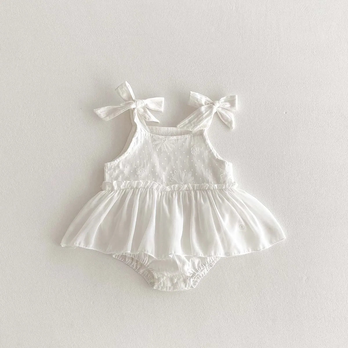 Baby Summer Bow Sling dress Baby Girl Sweet Cute Thin Embroidered Sleeveless Jetsuit