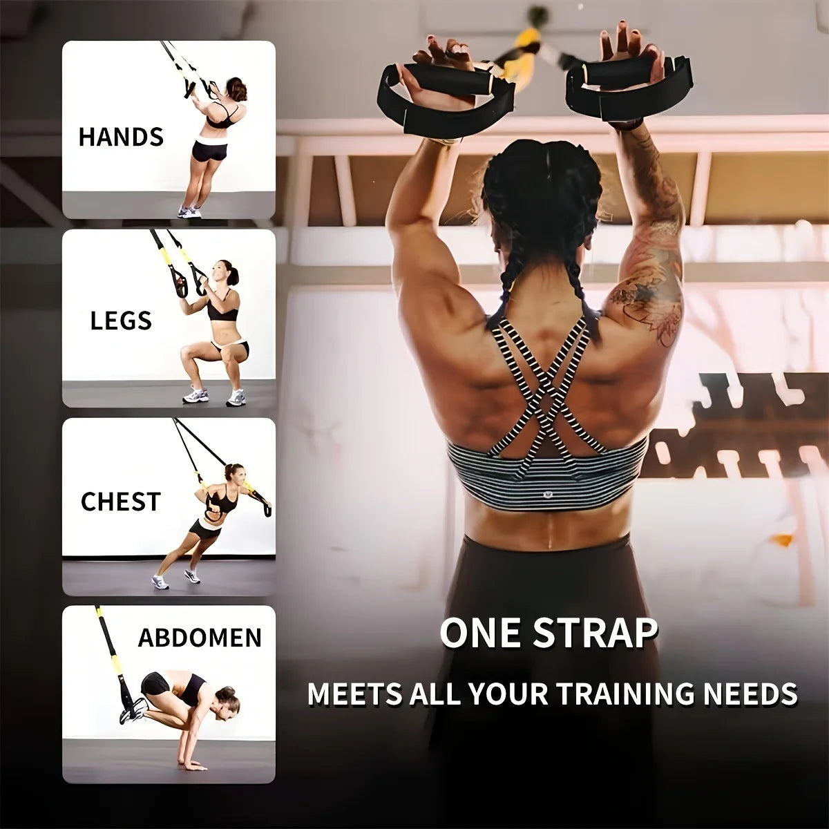 Adjustable Suspension Training Belt Bodyweight Resistance Training Straps for Yoga & Strength Workouts Home Exercise Supplies