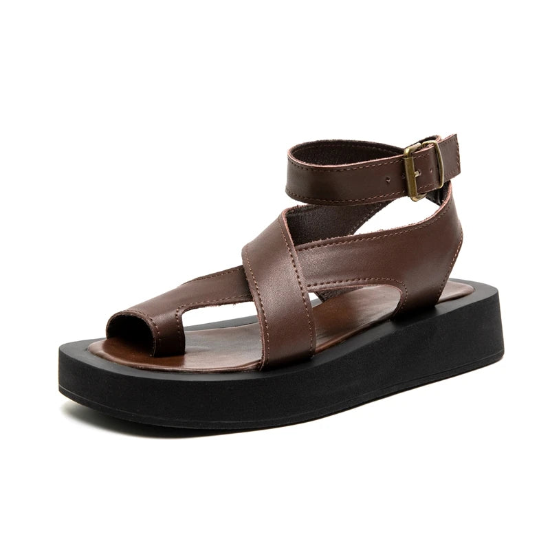 AIYUQI Women Summer Sandals 2024 New Genuine Leather Ladies Sandals Flat Fashion Sandals Women