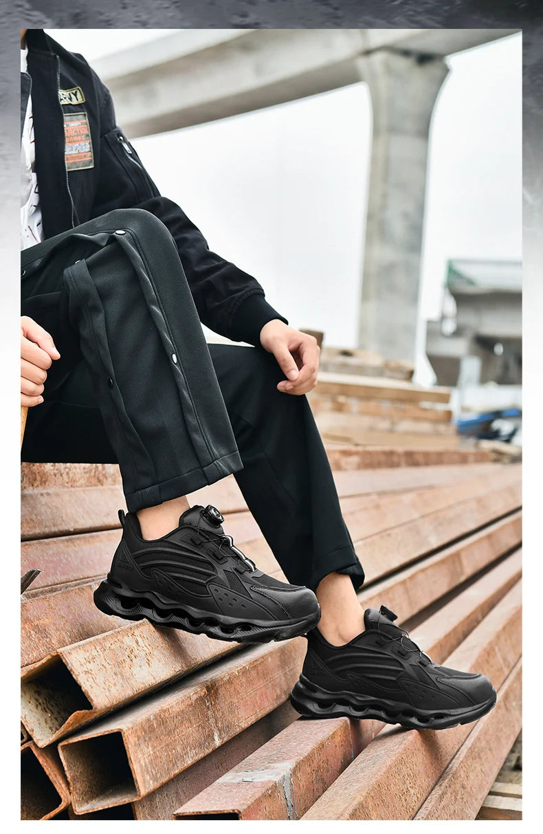 Rotating Button New Safety Shoes Men Anti-smash Anti-puncture Work Shoes Fashion Men Sport Shoes Security Protective Boots Men
