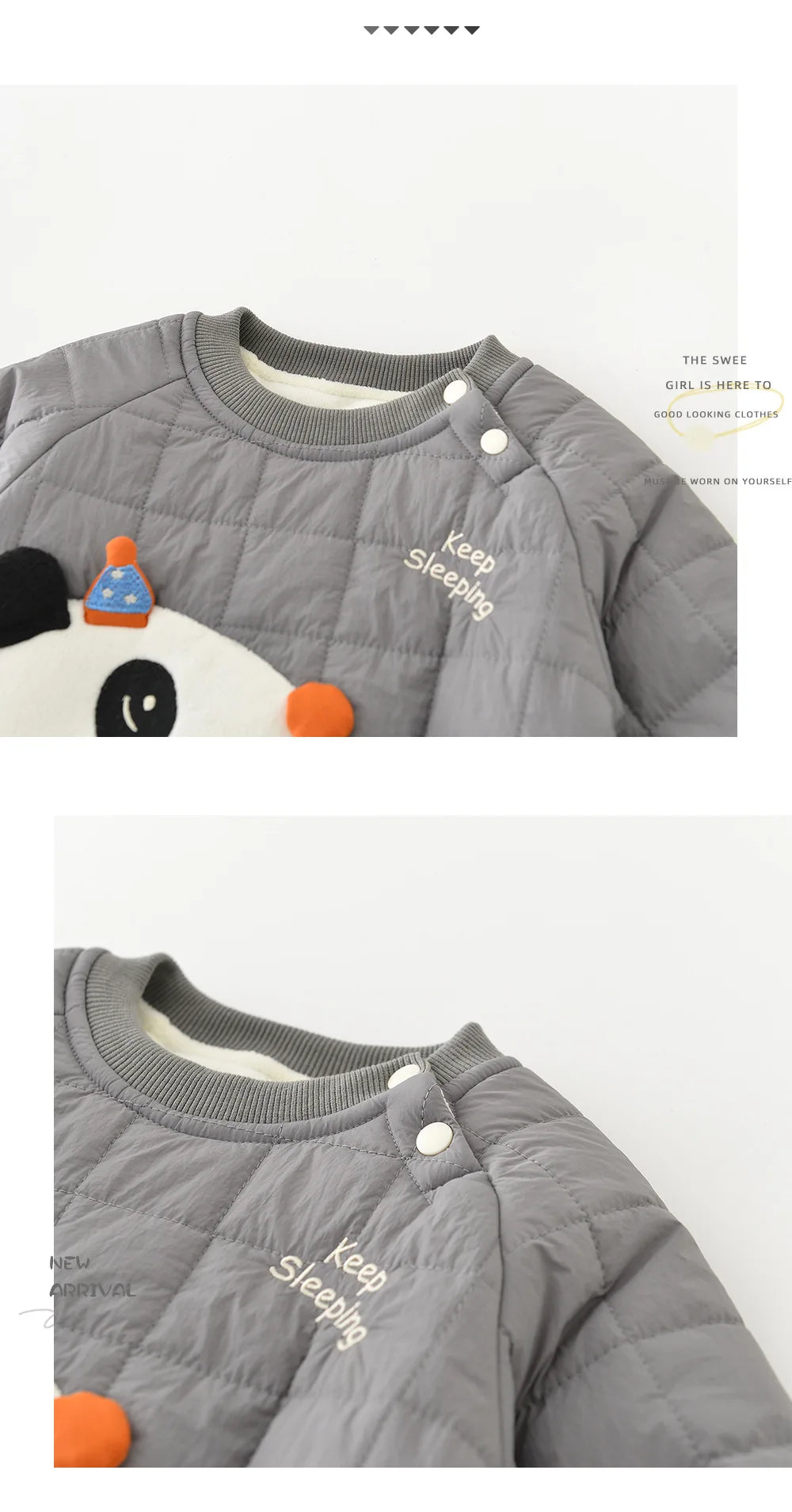 LILIGIRL Winter Baby Clothes Set 6M-3T Thicken Toddler Boys Cartoon Panda Suit Simple Loose Infant Fleece Padded Outfit 2PCS