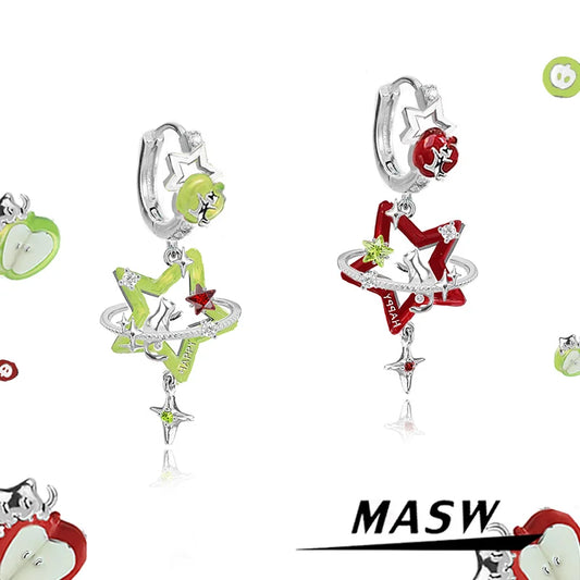 MASW Original Design Luxury Temperament Star Dangle Earrings For Women Female Gifts Fashion Jewelry Ear Accessories 2025 New