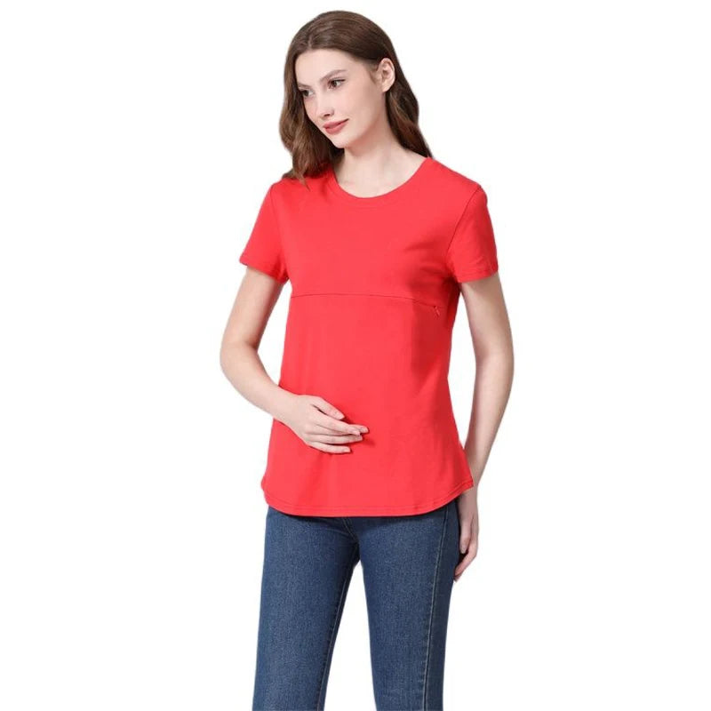 Emotion Moms Summer Invisible Zipper Pregnancy Maternity Top Lactation Clothing Breastfeeding For Pregnant Women Big Size