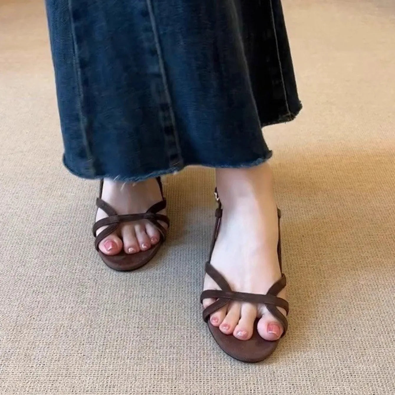 Women's Sandals New Fashionable Casual Comfort Pointed Toe Geometric Graphics Heel Cable Office Sandals 2025 Popular High Heels
