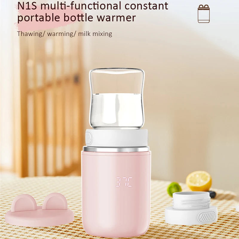 Portable Baby Bottle Warmer Wireless 8800mAh Fast Heating &Sterilizer Waterproof Breastmilk Warmer with 3 Adapters