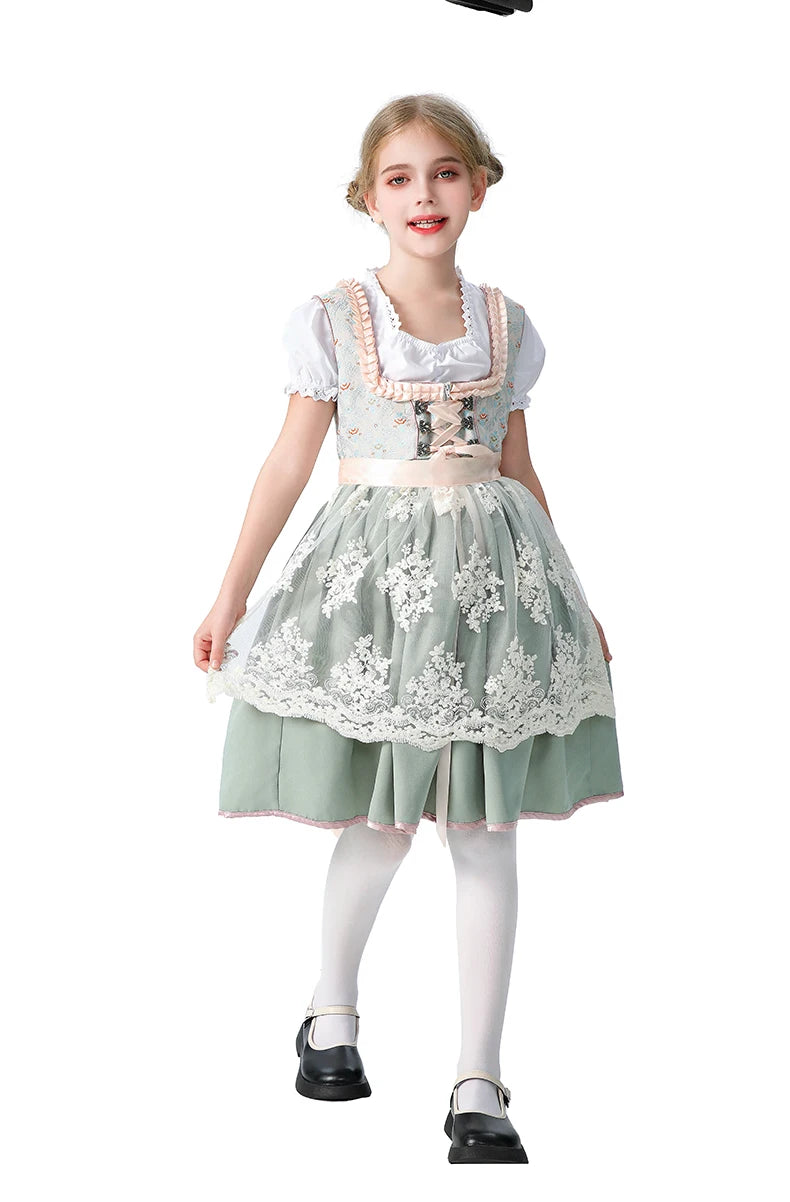 Girls Halloween Costume Bavaria Children's Clothing German Oktoberfest Munich Farm Pastoral Dress Flower Girl Outfit