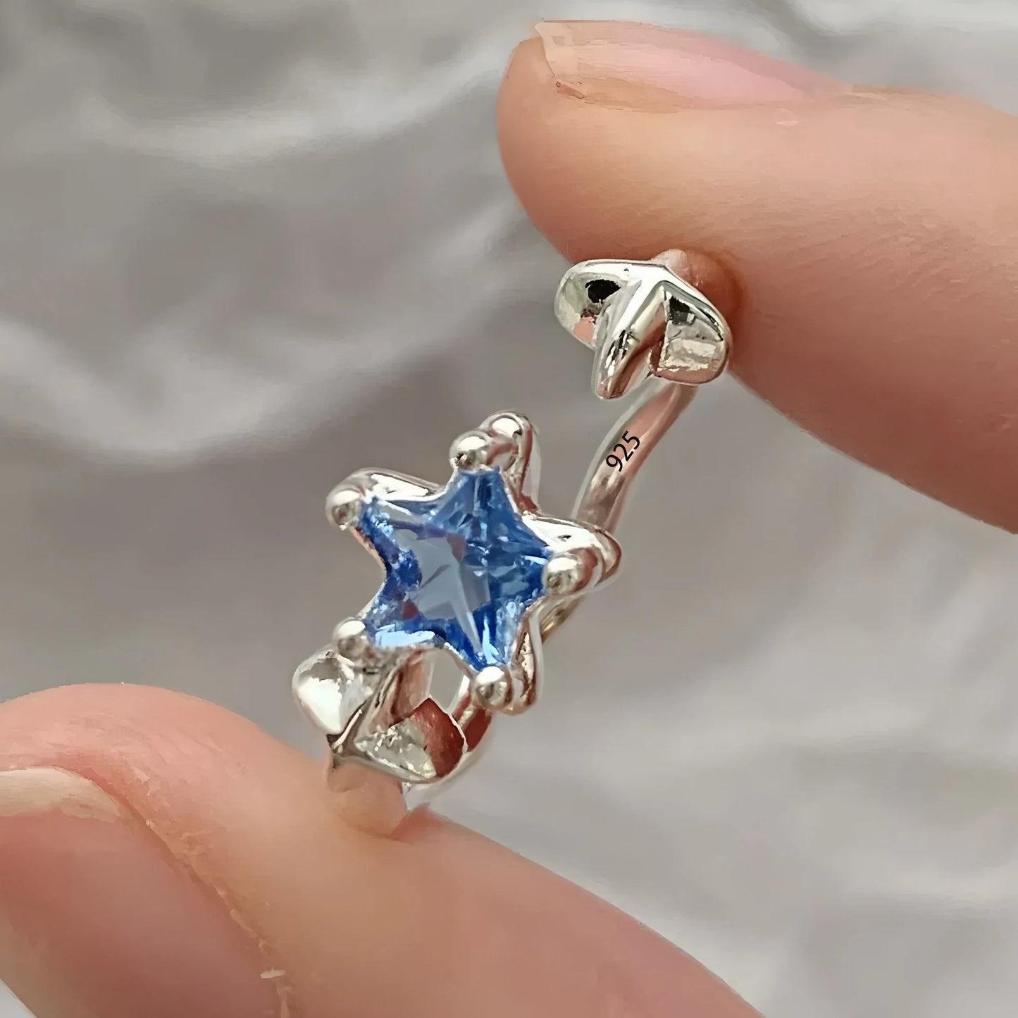 VENTFILLE 925 Sterling Silver Rings for Women Couple Blue Stone Star Jewelry  Party Birthday Gift Dropshipping Wholesale