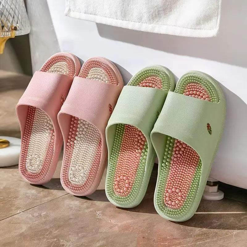 Summer New Woman's Open Toe Foot Sole Massage Slipper Soft Sole Non Slip Comfortable Home Slippers Bathroom Slippers