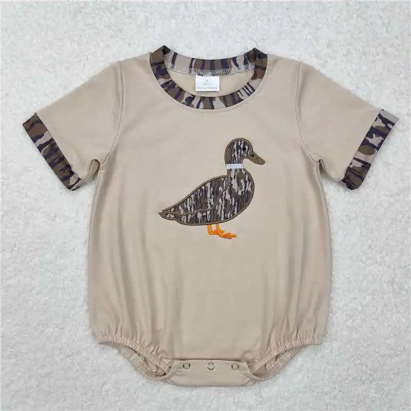 SR2392 Wholesale baby rompers kids clothes boys Embroidered camouflage duck Short sleeve romper Summer Boutique baby boy clothes