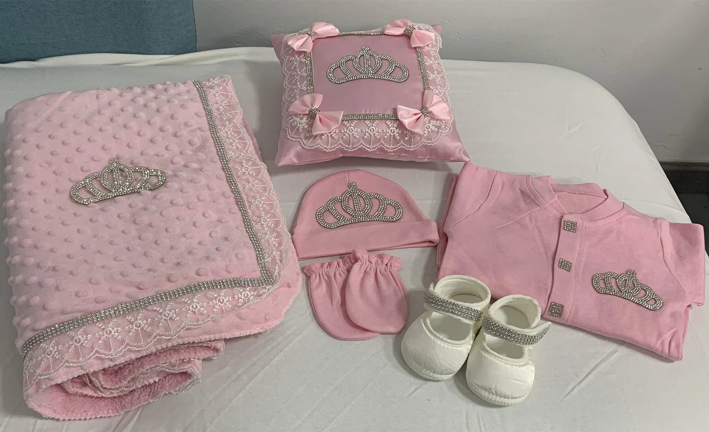 5pcs Newborn Baby Boy Outfits Kids Clothing Real Cotton Infant0 Products Shirt Pants Mittens Receiving Blanket