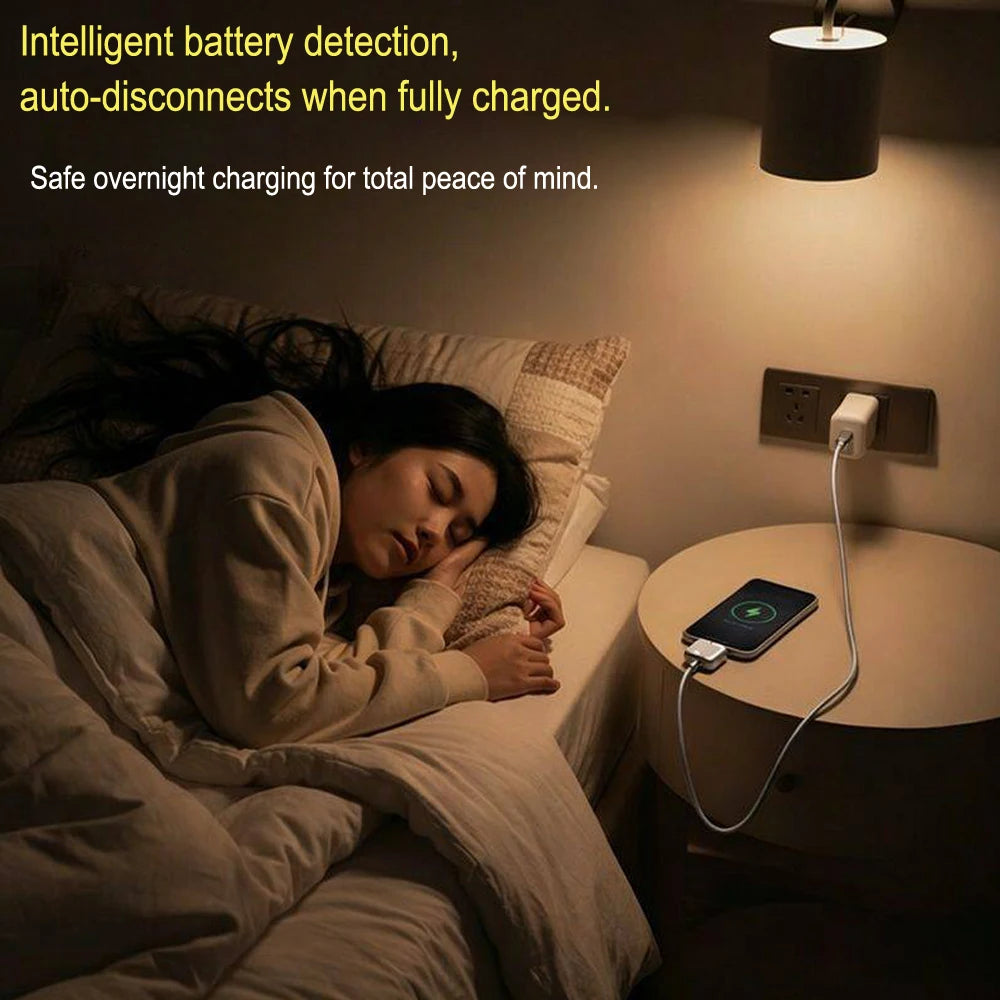 1PCS Smart Type-C Charging Adapter, Auto Cut Off When Fully Charged, Universal Separator Charger for Overnight & Unattended Safe