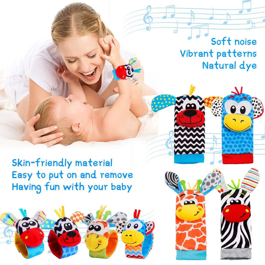 0-12 Months Baby Sock Rattles Cartoon Children Infant Wrist Strap Rattle Toys Baby Rattle Socks Wrist Baby Rattles Newborn Toy