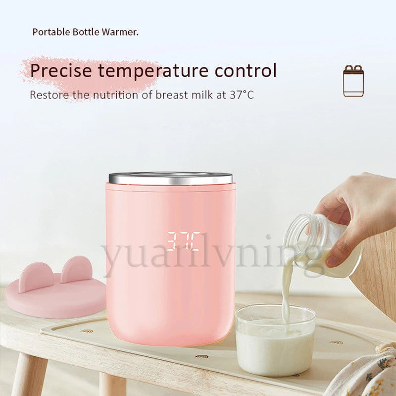 Portable Baby Bottle Warmer Wireless 8800mAh Fast Heating &Sterilizer Waterproof Breastmilk Warmer with 3 Adapters