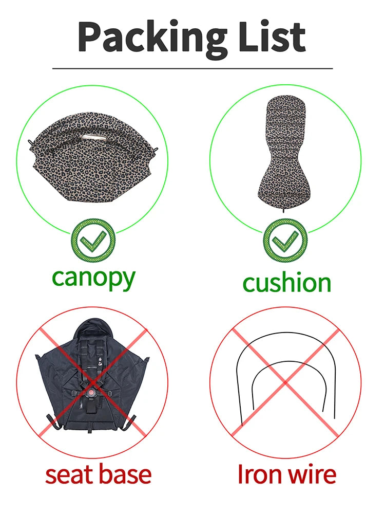 6+ Canopy&Mattress Fit for YOYO3 YOYO2 YOYA Waterproof Thicken Fabric Leopard Print Sunshade Cushion Baby Stroller Accessories