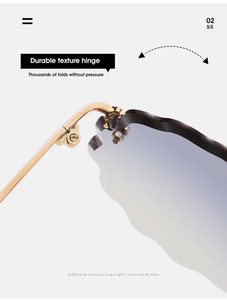 Oversized Round Sunglasses For Women Men Fashion Luxury Brand Design Rimless Sun Glasses Ladies Outdoors Travel Shades UV400