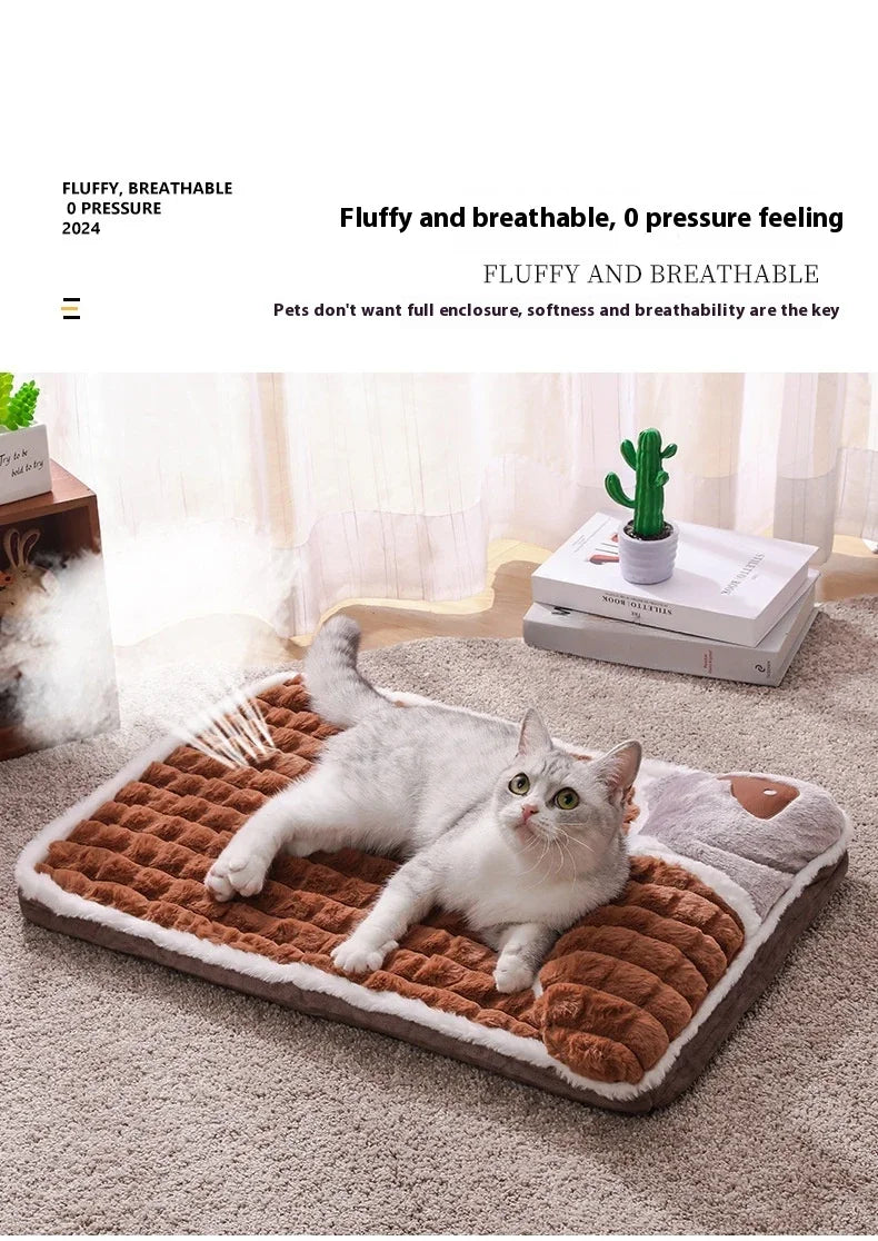 2024 NEW Winter Warm Dog Sleeping Mat Comfortable Dog Bed Plush Pet Mat for Small Medium Large Dogs Square Puppy Bed with Pillow