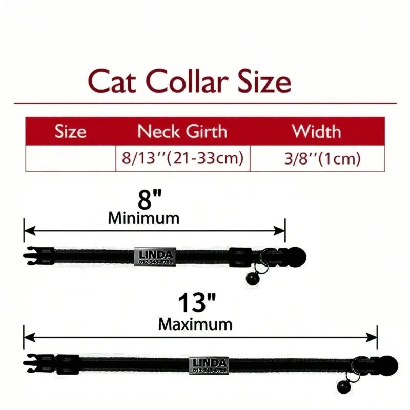 Customized Glitter Cat Collar with ID Tag Safe Breakaway Cats Collars Quick Release Cute Necklace Free Engrave For Cats Kitten