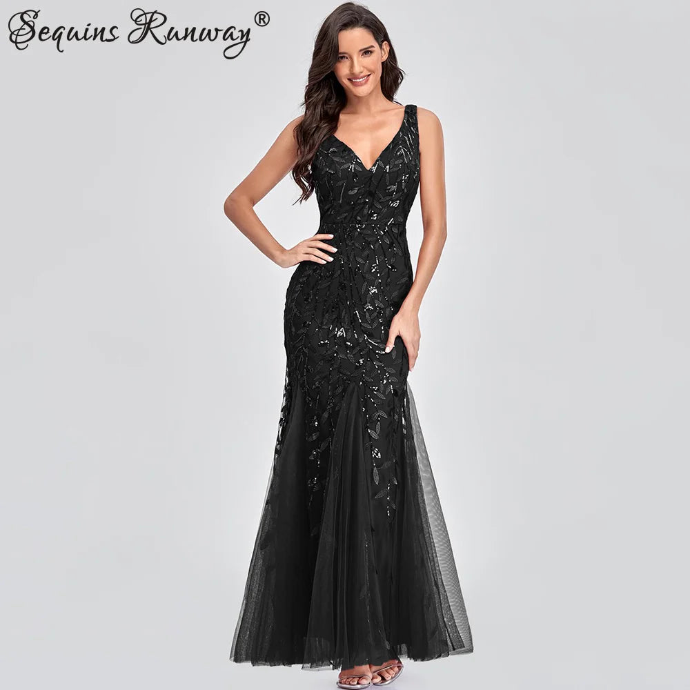 Sexy vintage Maxi Sequin cocktail Dress bridesmaid Prom Dresses for Women Casual Party Long sleeve club Bodycon Dress vestidos