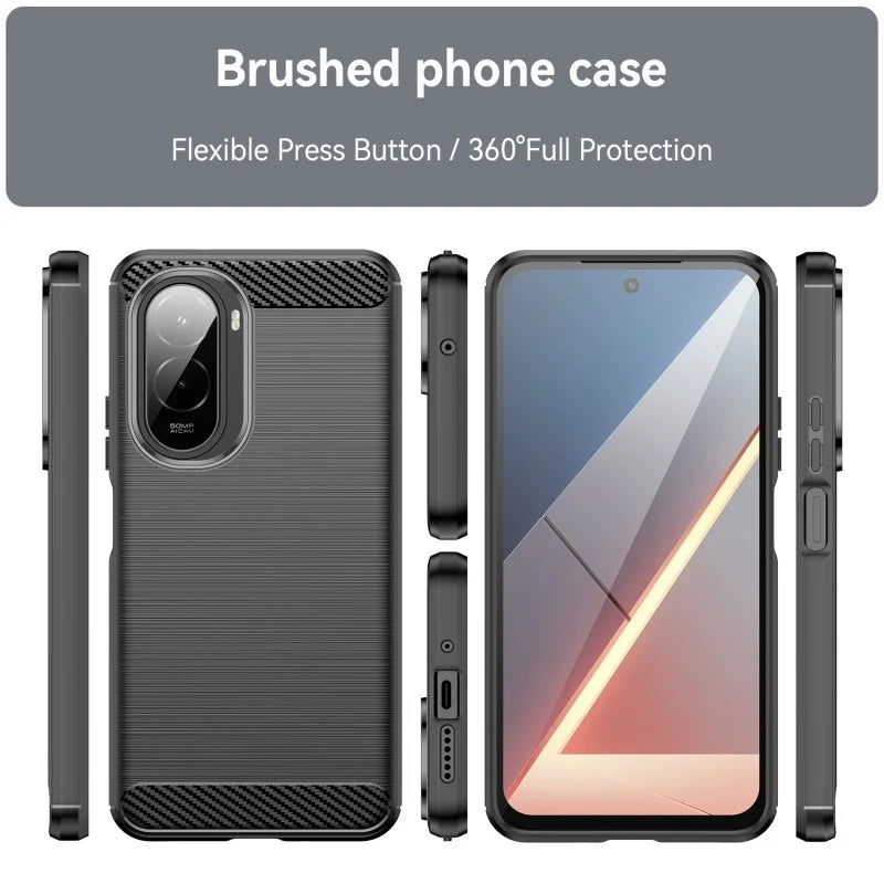 For Poco M7 Case Cover Xiaomi Poco M7 Capas Shockproof Phone Bumper Armor Coque Carbon Fibre Back TPU Soft Fundas Poco M7 Cover