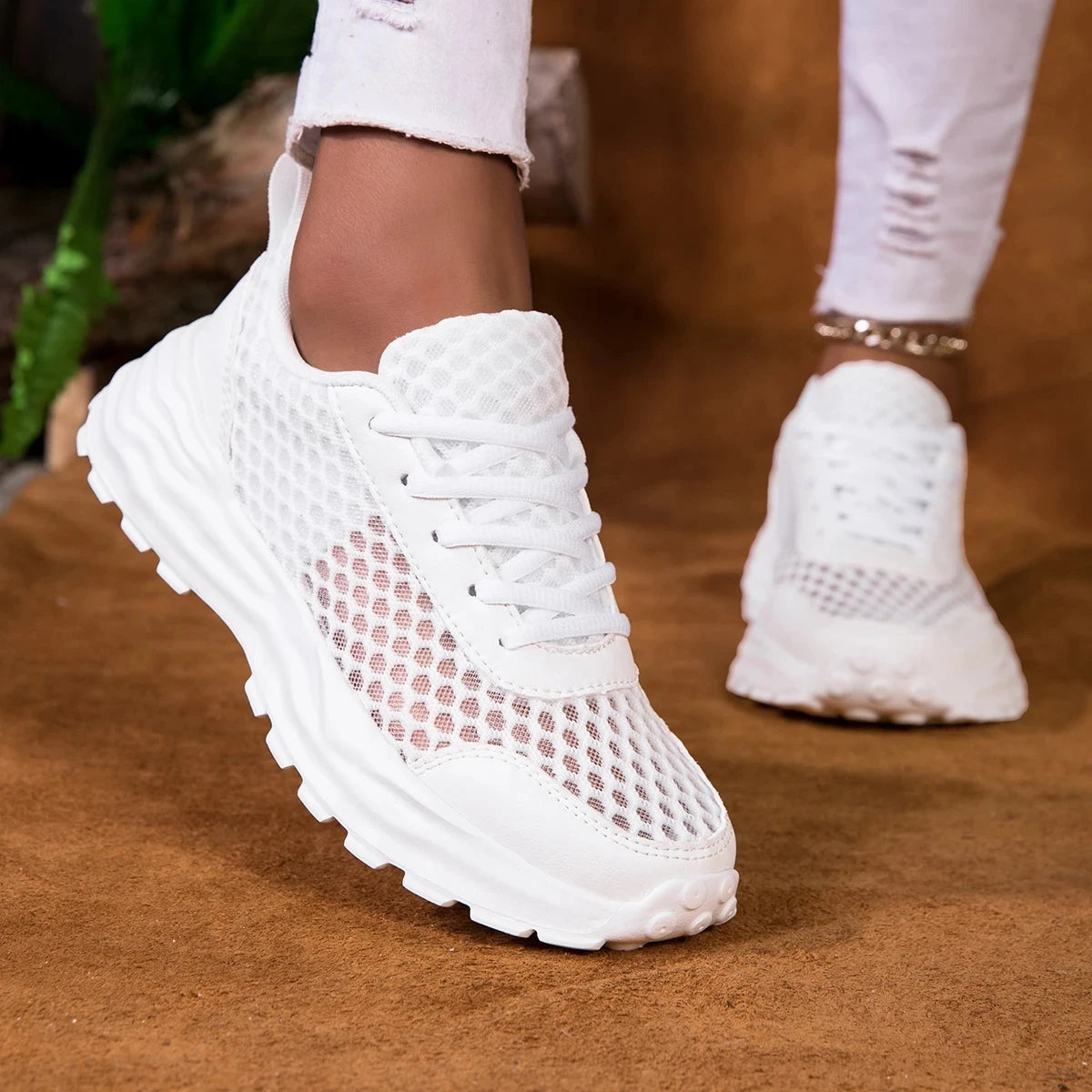 Women's Pink Casual Shoes Breathable Mesh Platform Sneakers Slip-on Flying Shoes Women Tennis Shoes Lightweight Female Shoes