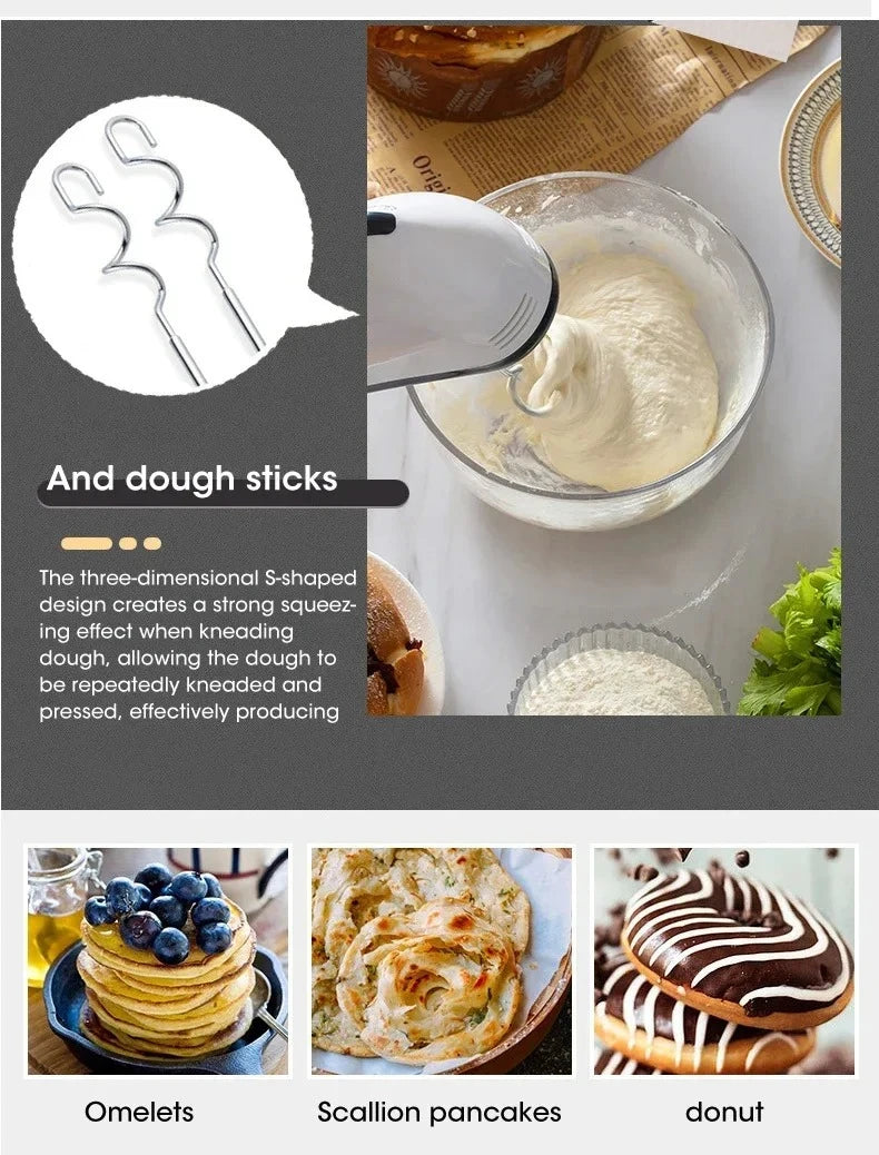 7-Speed Electric Hand Mixer Automatic Blender for Cream, Egg, Cake, Dough - Versatile Kitchen Mixing Appliance Tool
