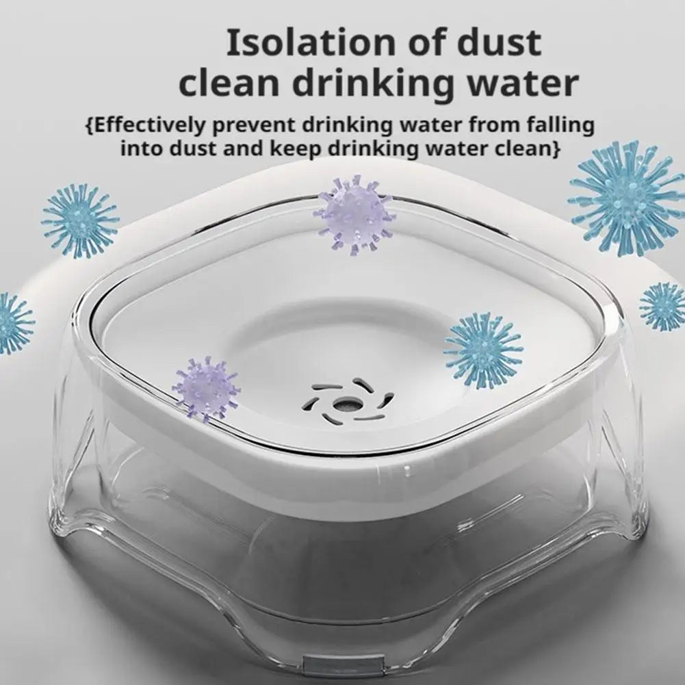 2L Anti-Spill Cat Dog Bowl Water Drinker Feeder Transparent Floating Pet Dogs Water Dispenser Keep Water Clean & Pets' Chin Dry