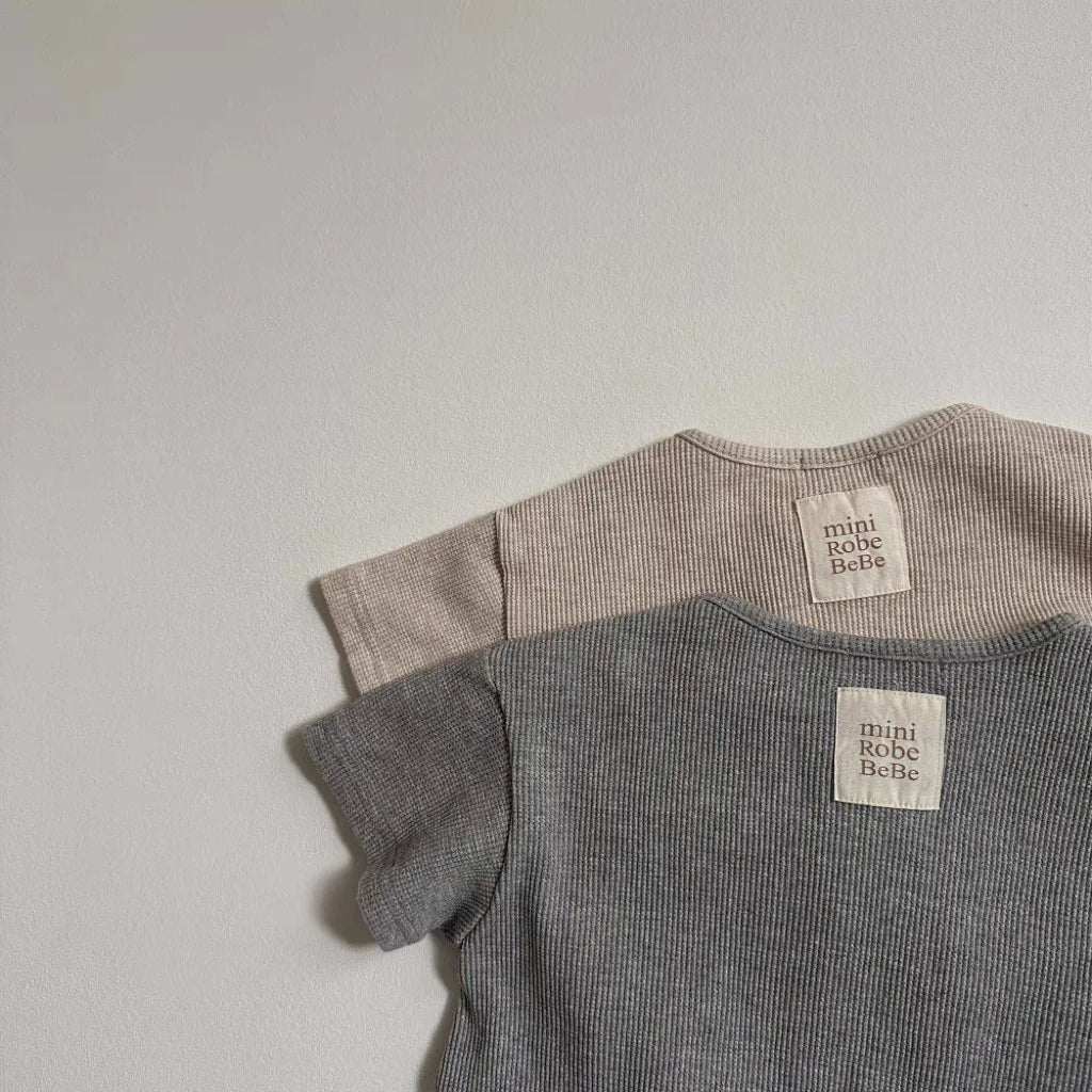 2025 Summer New Baby Short Sleeve Romper Boy Girl Newborn Solid Simple Jumpsuit Cotton Infant Toddler Casual Clothes 0-24M