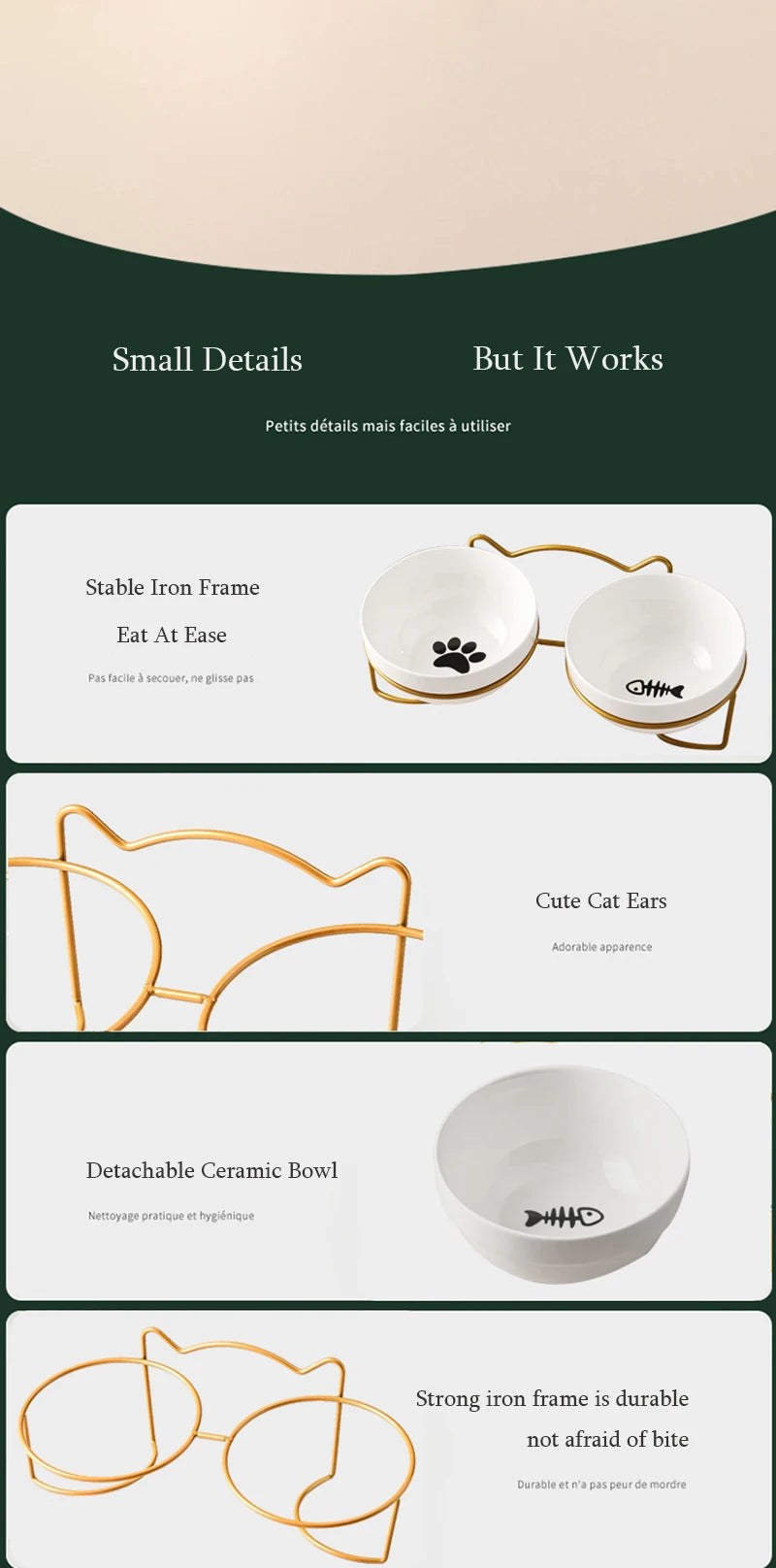 500ML Pet Ceramic Bowl Kitten Puppy Ceramic Bowl Water Feeder Cat Food Feeding Dish Dispenser with Raised Stand Cat Accessories