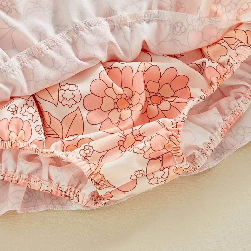 Summer Infant Baby Clothing Girls Rompers Dress Fruit/Flower Print Ruched Short Sleeve Jumpsuit Hairband For Newborn Clothes