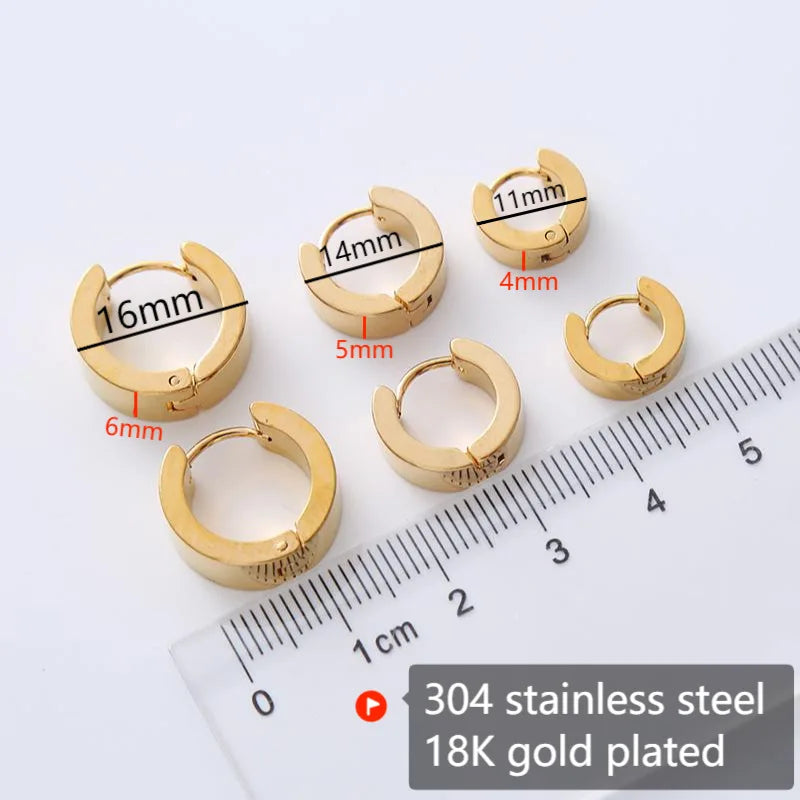 12pairs/set Stainless Steel Charm Smooth Surface Hoop Earrings High Polished Round Earring Clips For DIY Fashion Jewelry Gifts
