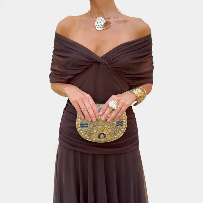 Summer Women Short Sleeve V Neck Sexy Dress, Holiday Female Elegant Fashion Party Dress, 2025 Patchwork Casual Ladies Maxi Dress