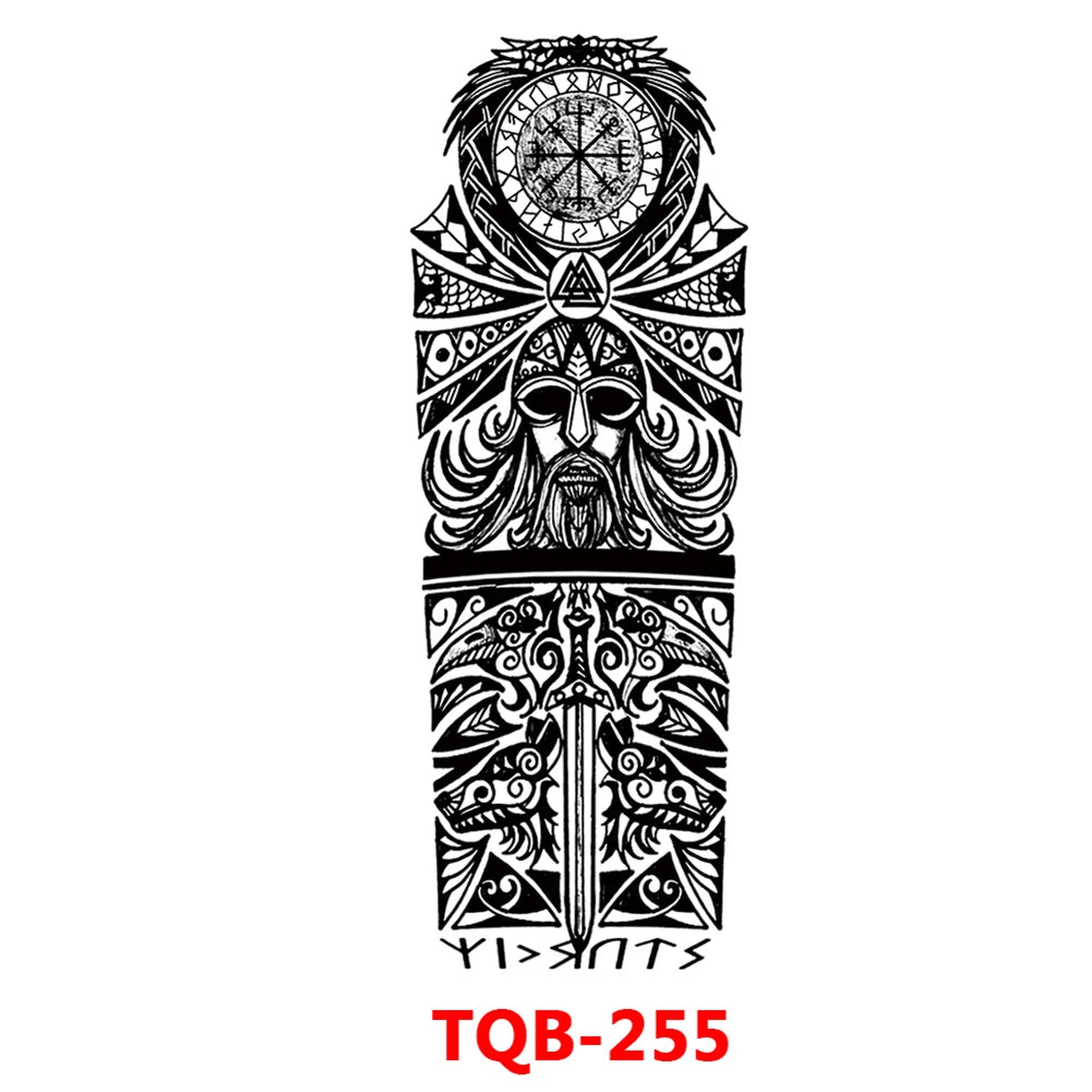 Large Arm Sleeve Tattoo Rose Gear Clock Eye Waterproof Temporary Tatto Sticker Lion Wolf King Body Art Full Fake Tatoo Women Men