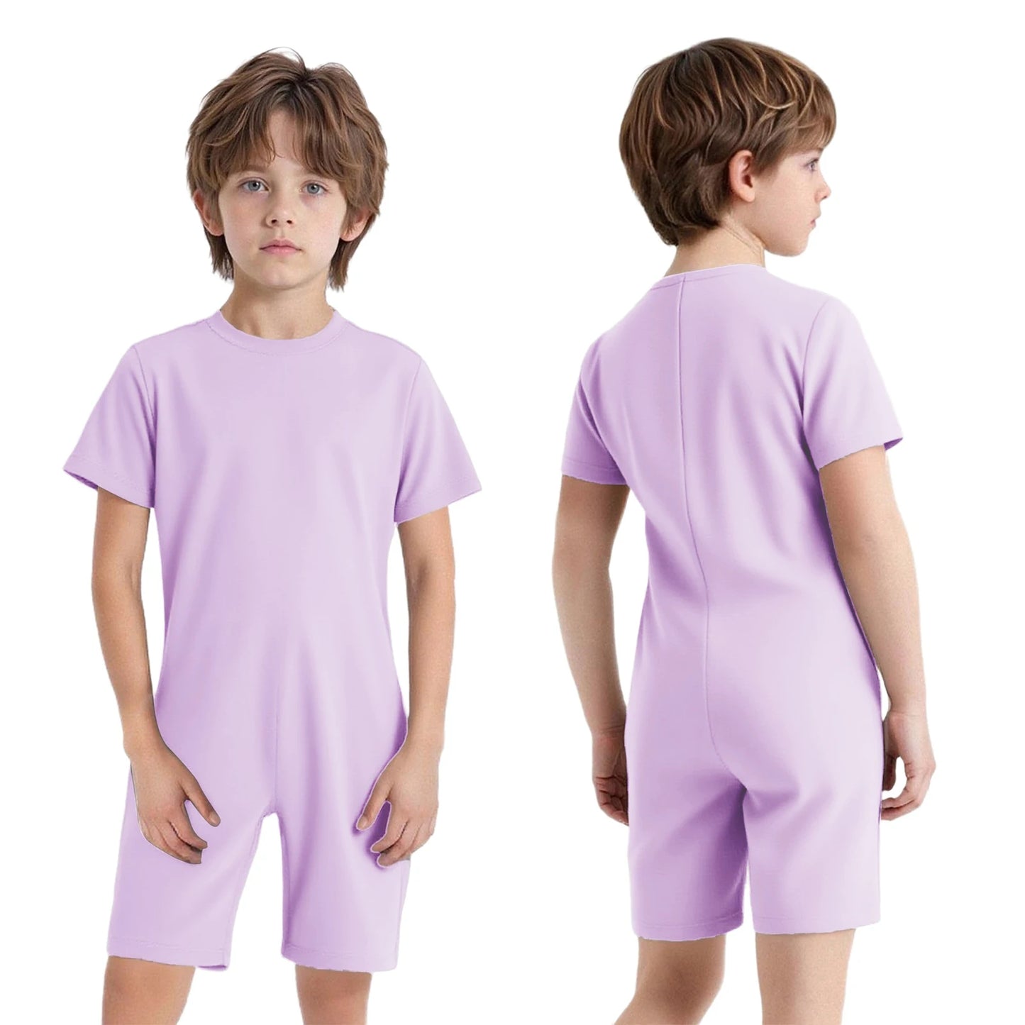 Children Special Needs Adaptive Clothing Solid Color Long Sleeve Zipper Back Jumpsuit Cotton Rompers Workout Sports Bodysuit