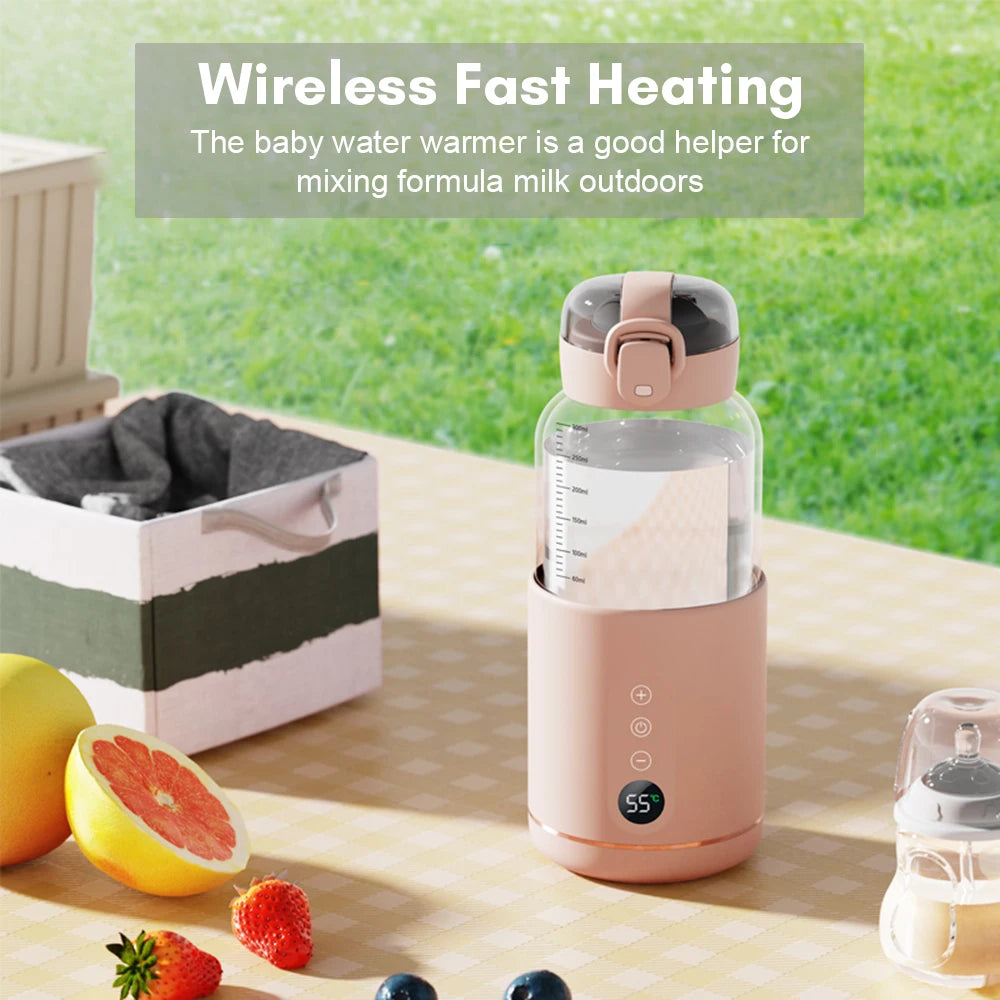 Portable Bottle Warmers For Baby Milk USB Rechargeable 37-55℃ Temperature Control Wireless Electric Baby Bottle Heater On-the-go